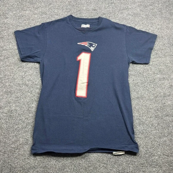 Cam Newton 1 New England Patriots NFL Team Apparel Shirt Mens S Blue Football - Picture 1 of 10